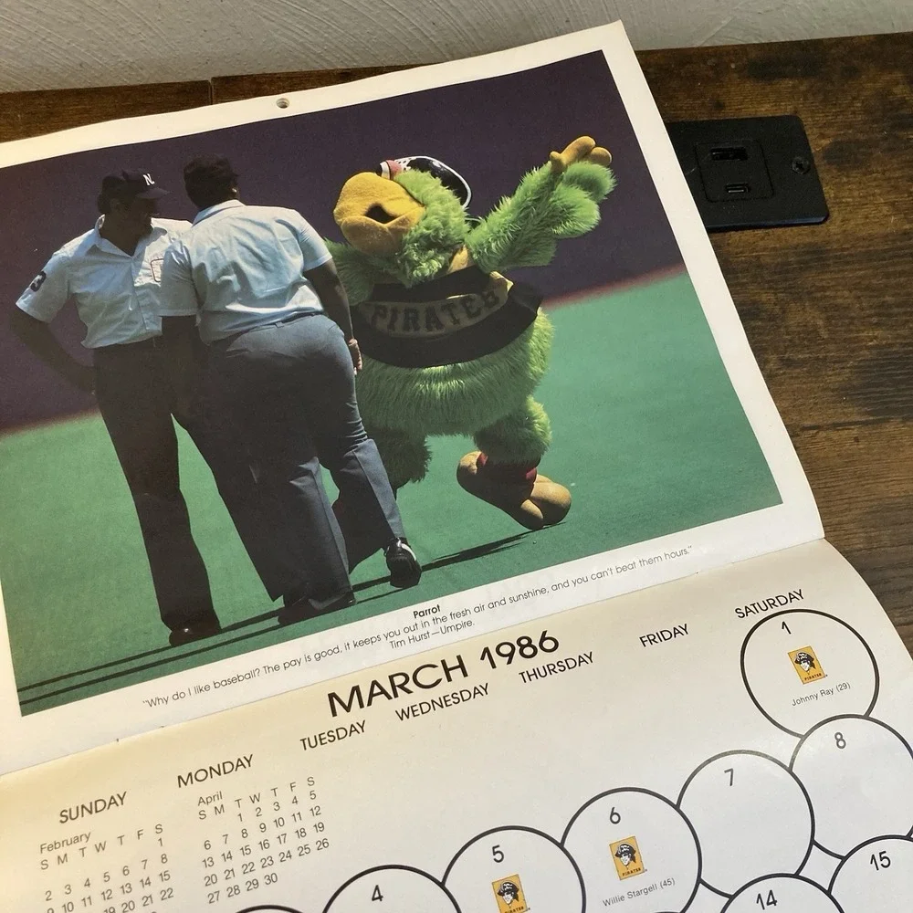 Pittsburgh Pirates 1985‎ Calendar Tony Pena Johnny Ray Kent Tekulve Three Rivers